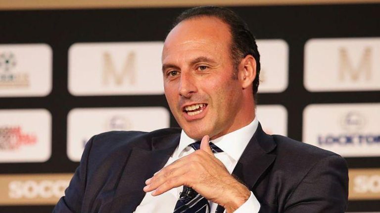 Ramon Vega speaking during the Soccerex Global Convention in Manchester in 2016